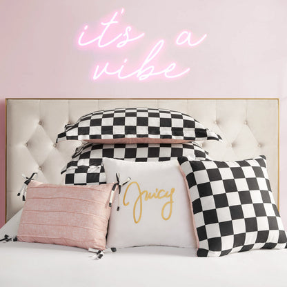 Checkerboard Reversible Comforter Set - Black/White - Juicy Couture