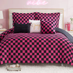 Checkerboard Reversible Comforter Set - Black/Hot Pink - Juicy Couture