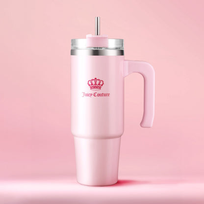 Glam Logo Stainless Steel Water Bottle - Pink Marshmallow - Juicy Couture