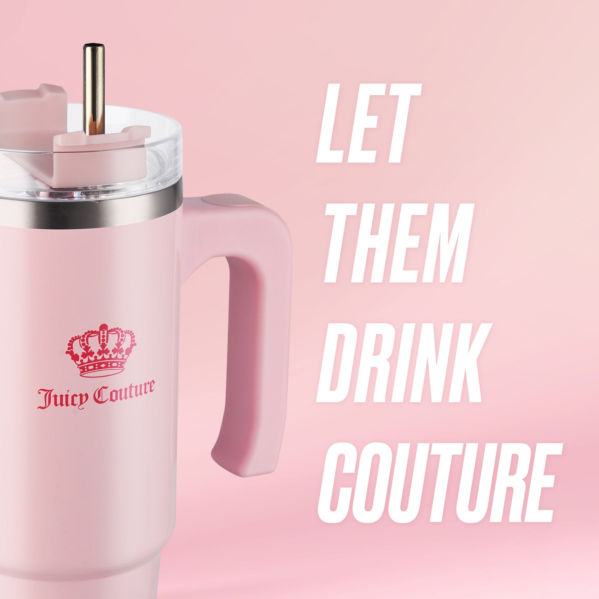 Glam Logo Stainless Steel Water Bottle - Pink Marshmallow - Juicy Couture