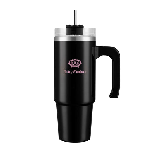 Glam Logo Stainless Steel Water Bottle - Jet Black - Juicy Couture