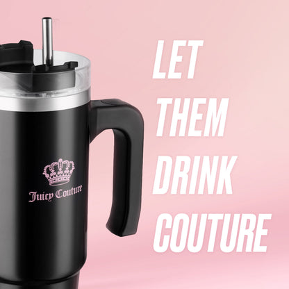 Glam Logo Stainless Steel Water Bottle - Jet Black - Juicy Couture