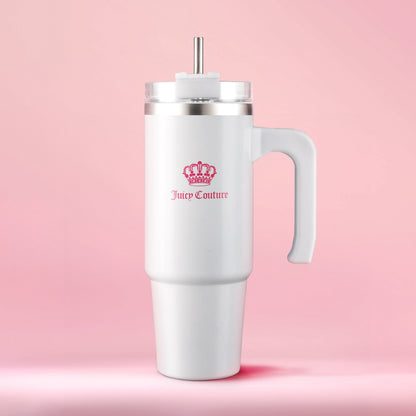 Glam Logo Stainless Steel Water Bottle - Pure White - Juicy Couture