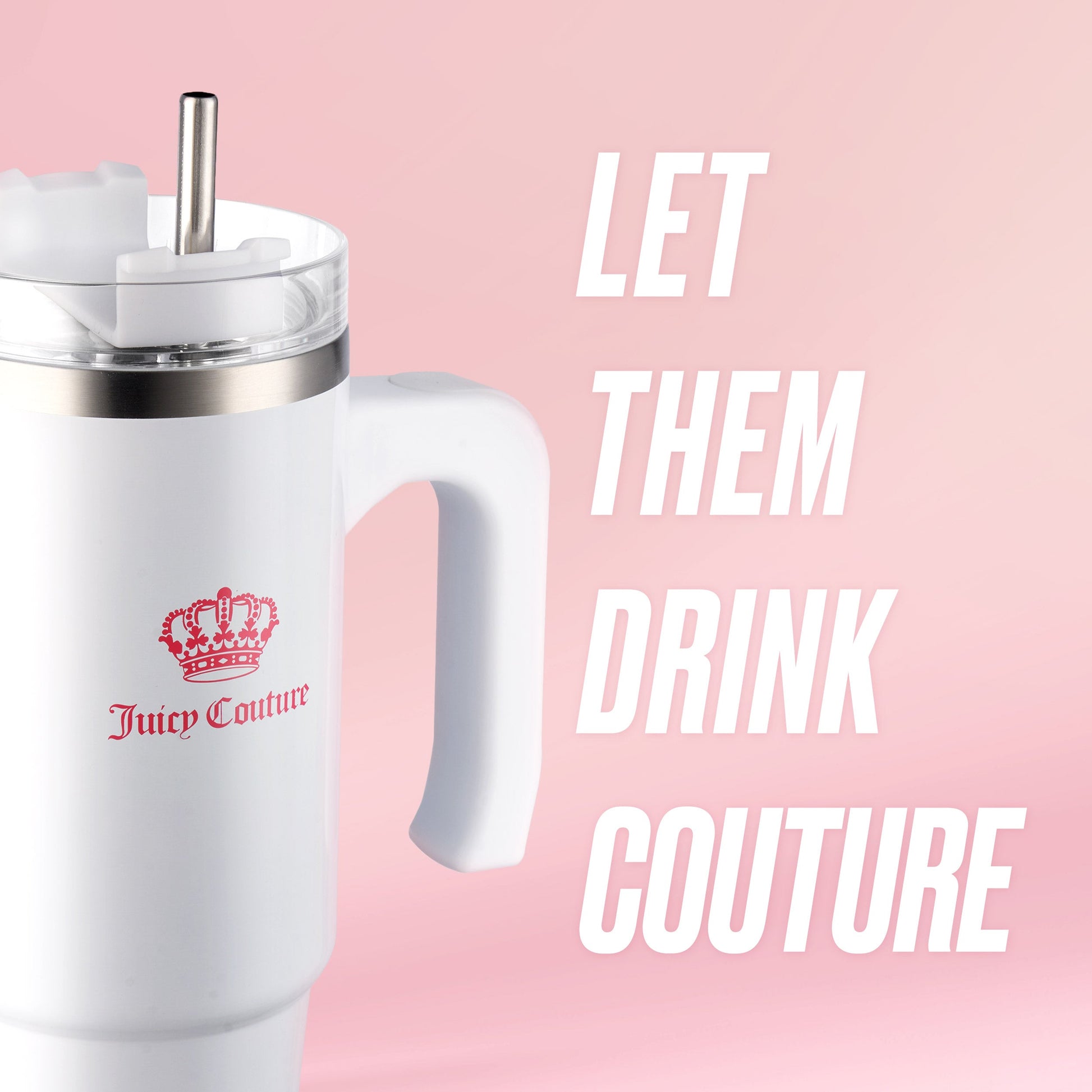 Glam Logo Stainless Steel Water Bottle - Pure White - Juicy Couture