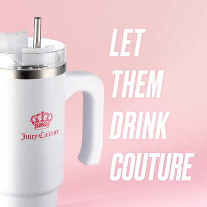 Glam Logo Stainless Steel Water Bottle - Pure White - Juicy Couture