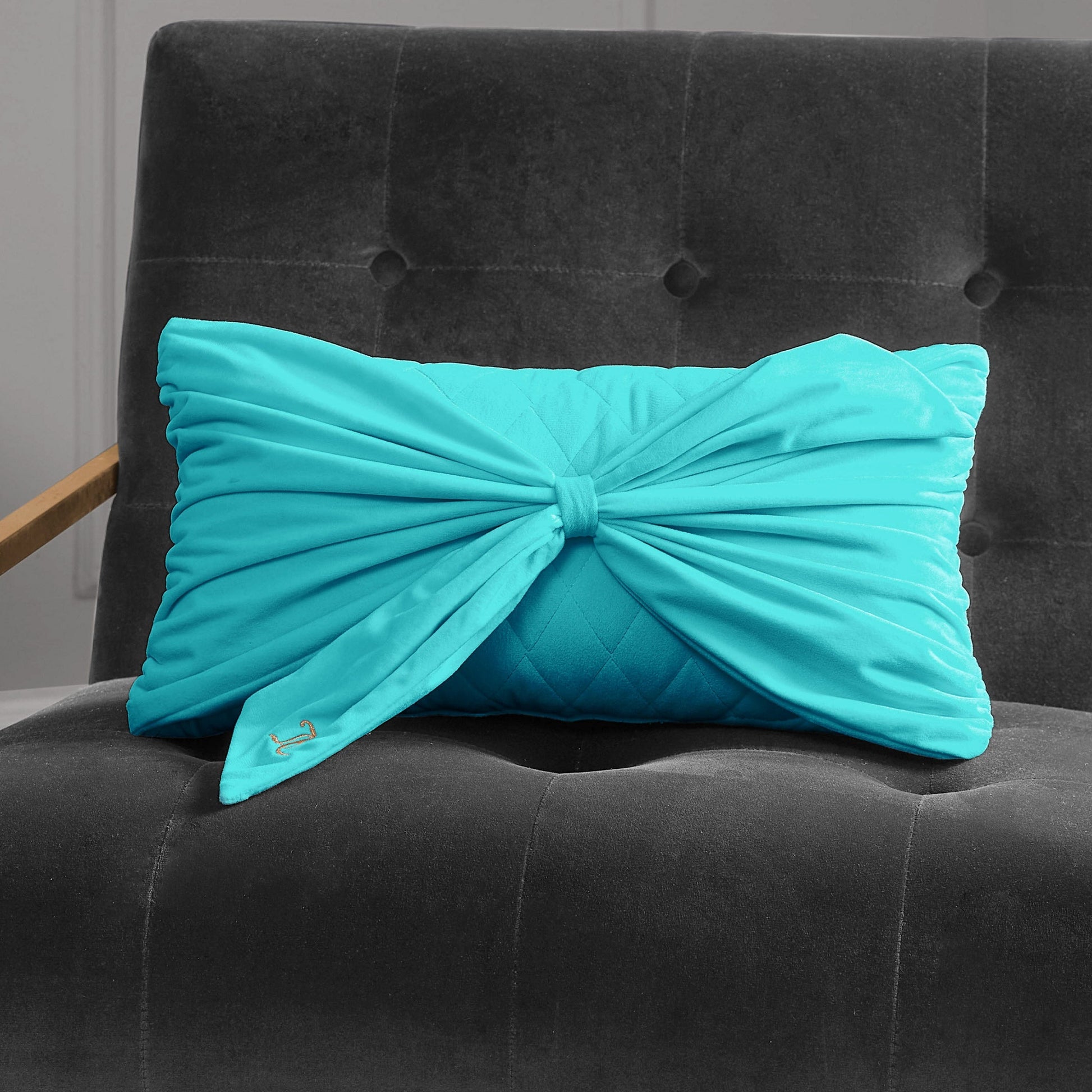 Velvet Bow Decorative Pillow - Blue Crush - Juicy Couture