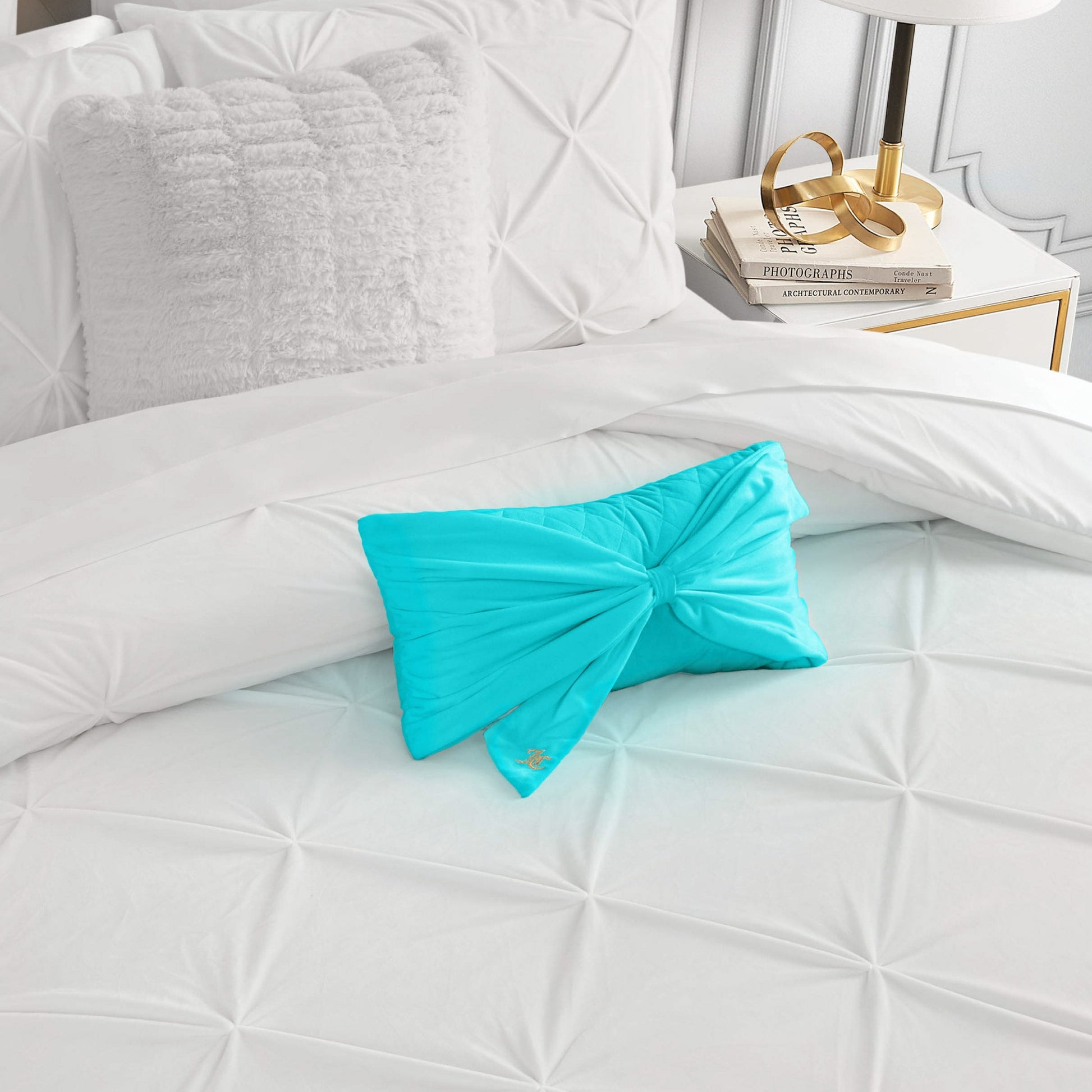 Velvet Bow Decorative Pillow - Blue Crush - Juicy Couture
