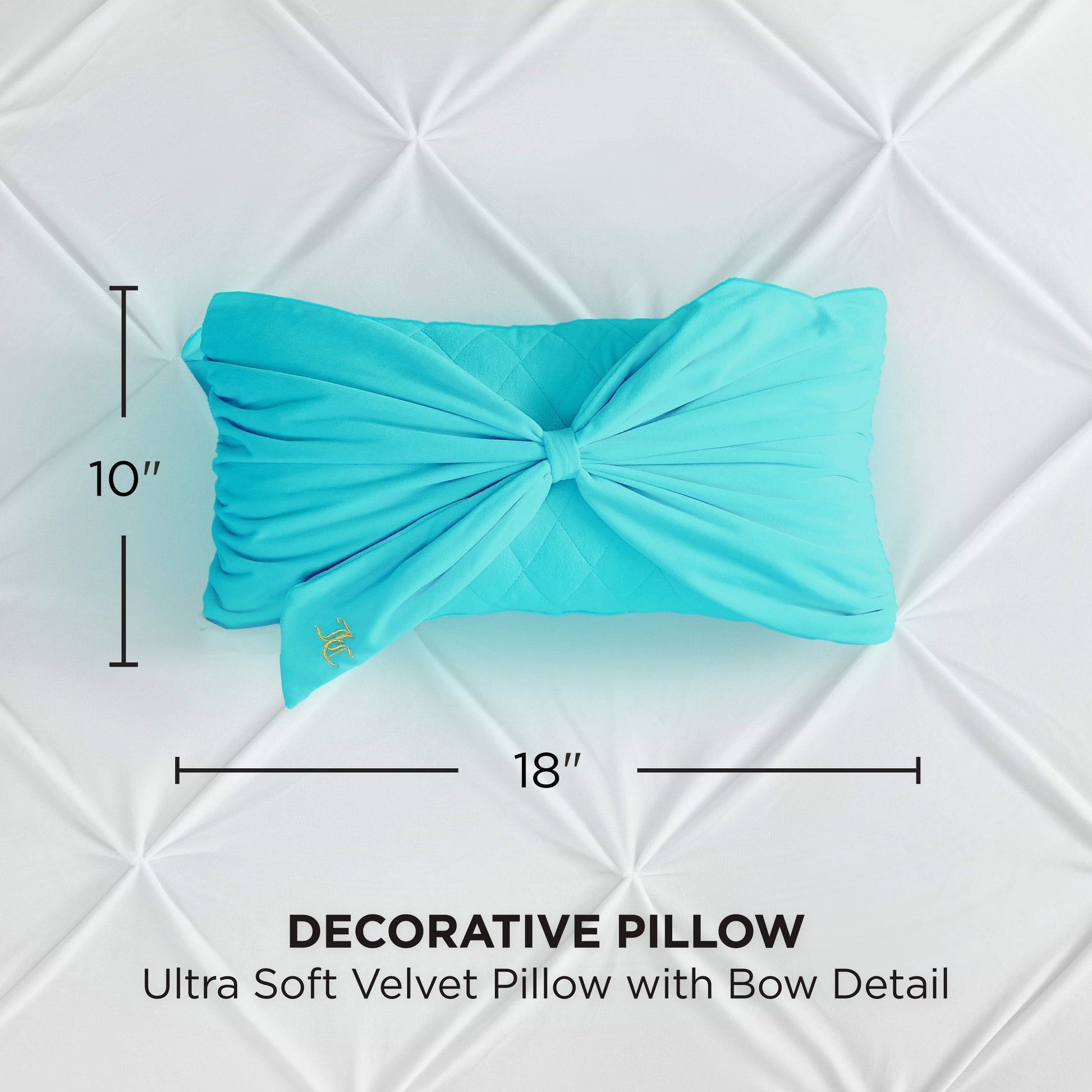 Velvet Bow Decorative Pillow - Blue Crush - Juicy Couture