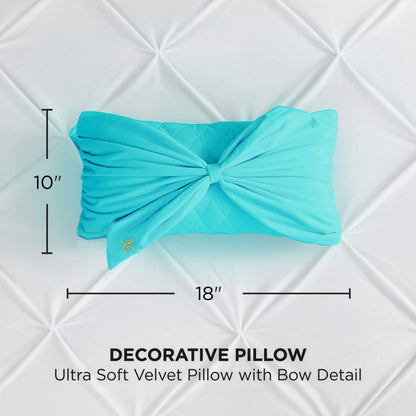 Velvet Bow Decorative Pillow - Blue Crush - Juicy Couture
