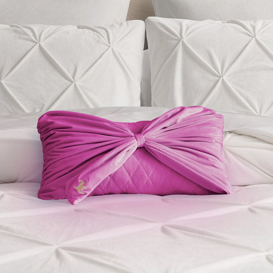 Velvet Bow Decorative Pillow - Electric Violet Purple - Juicy Couture