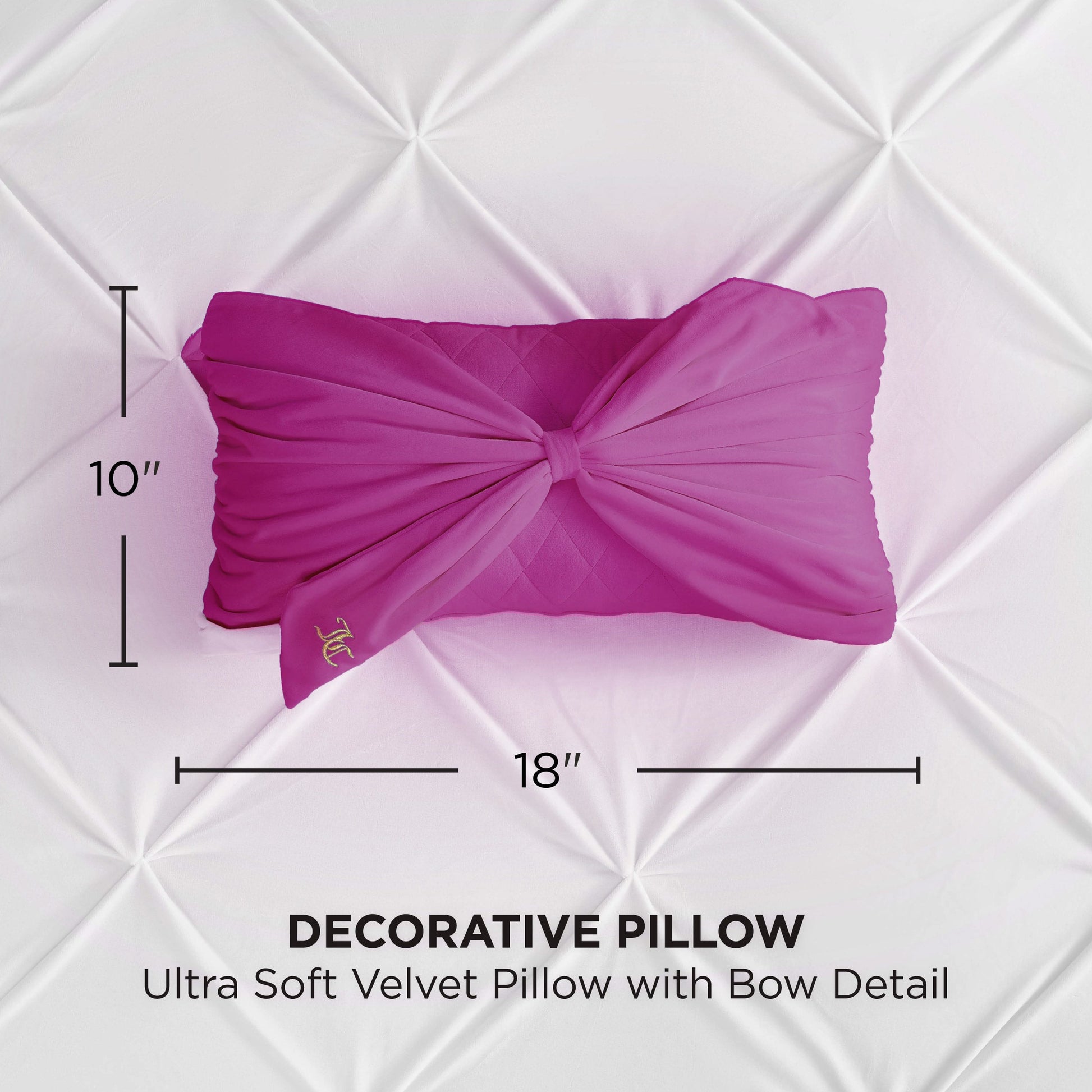 Velvet Bow Decorative Pillow - Electric Violet Purple - Juicy Couture