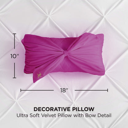Velvet Bow Decorative Pillow - Electric Violet Purple - Juicy Couture