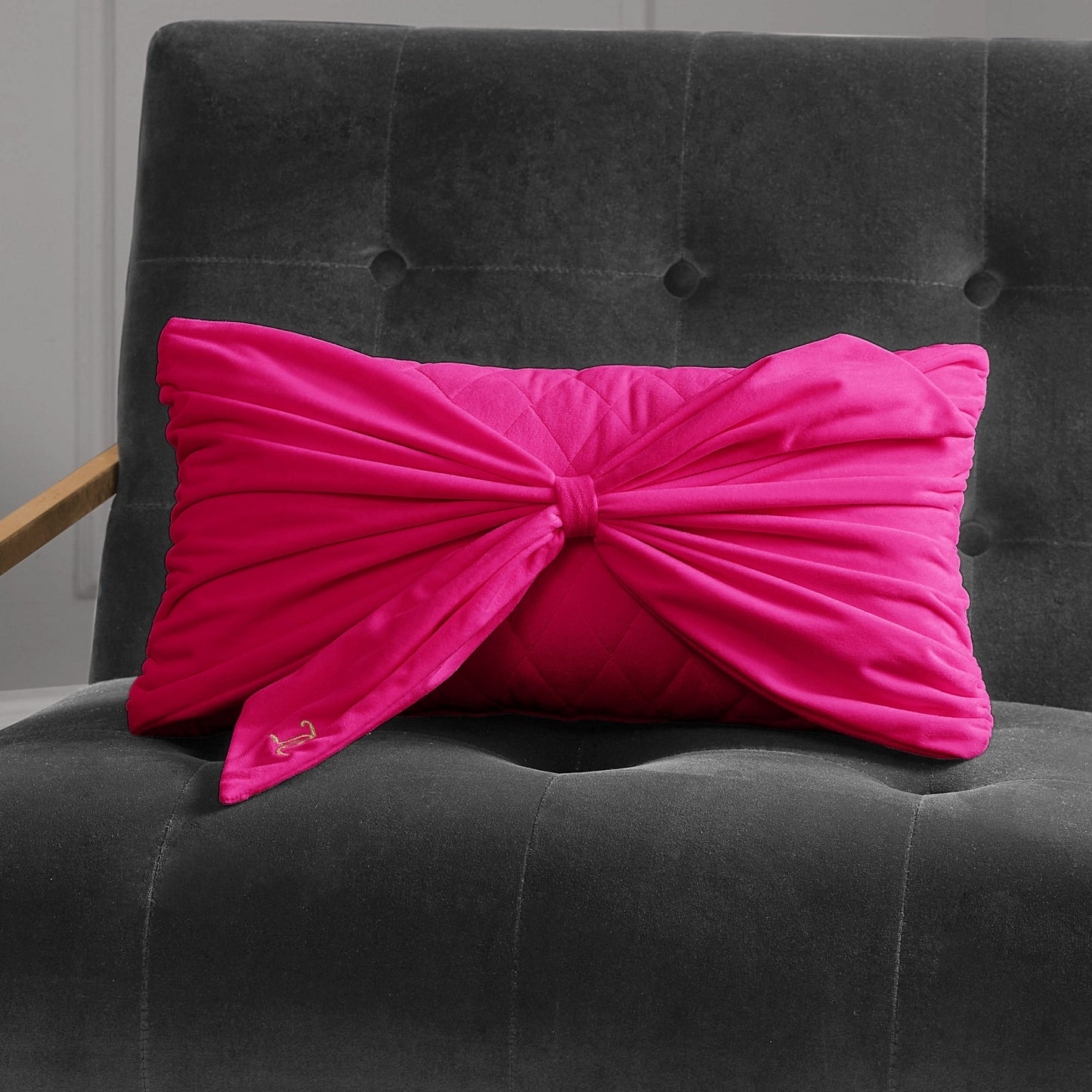 Velvet Bow Decorative Pillow - Hot Pink - Juicy Couture