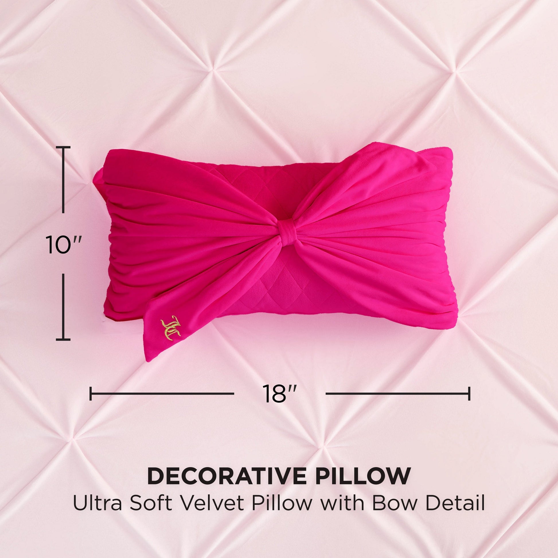 Velvet Bow Decorative Pillow - Hot Pink - Juicy Couture