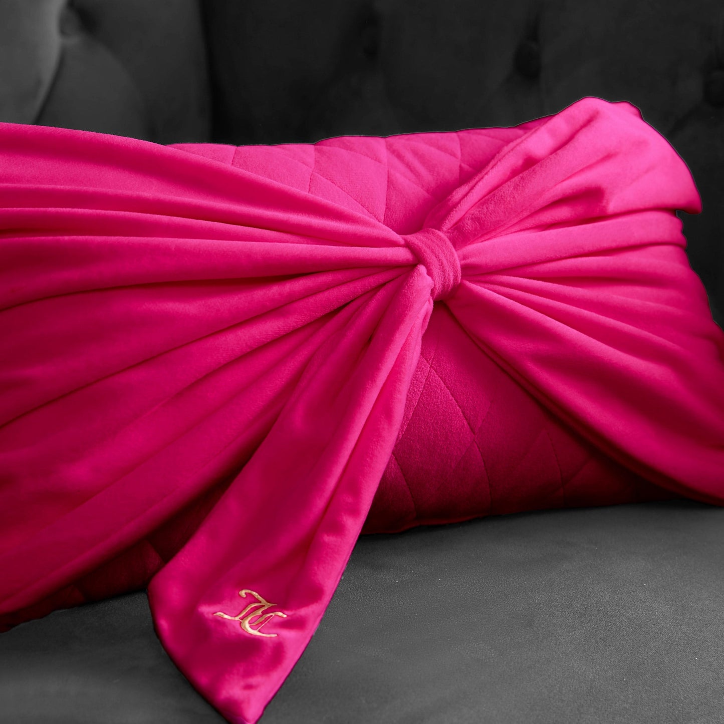 Velvet Bow Decorative Pillow - Hot Pink - Juicy Couture