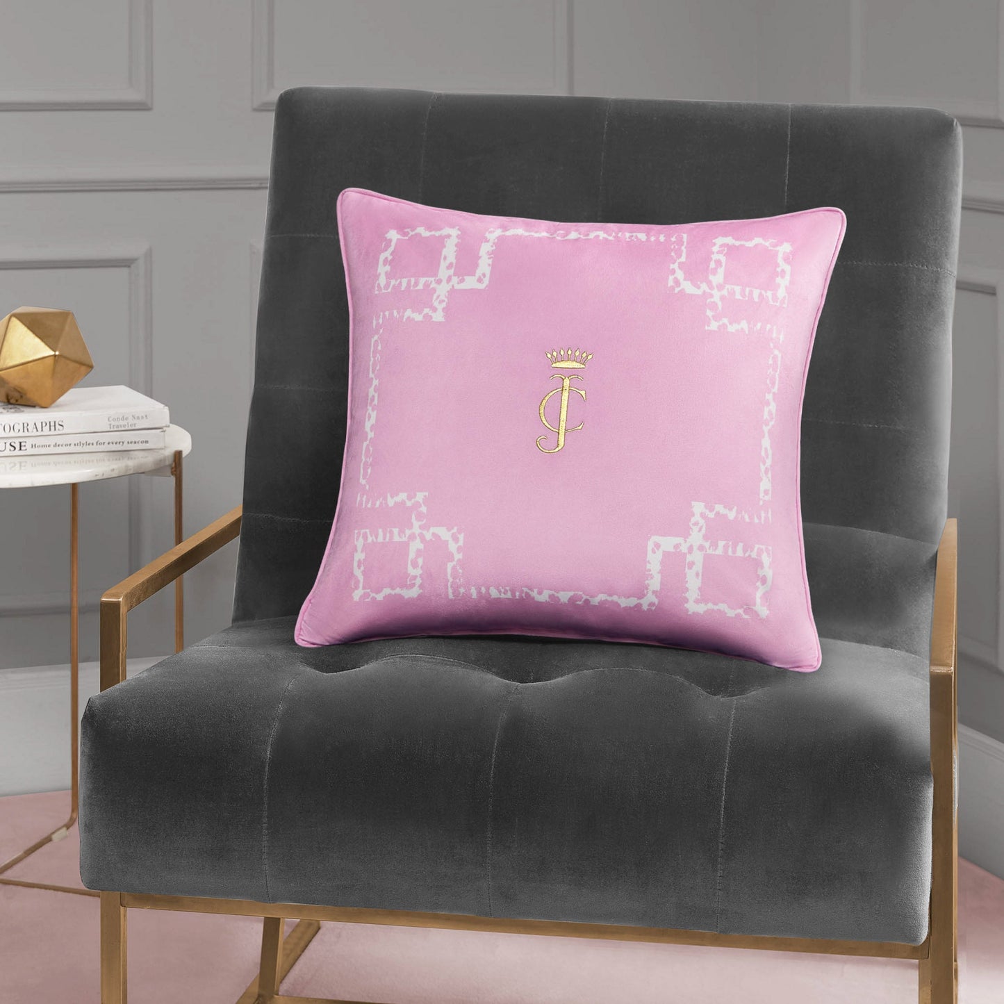 Velvet Lattice Pillow - Lilac Pink - Juicy Couture