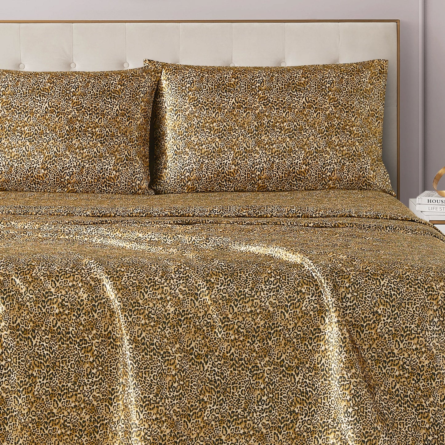 Solid Satin Sheet Set - Monica Leopard - Juicy Couture