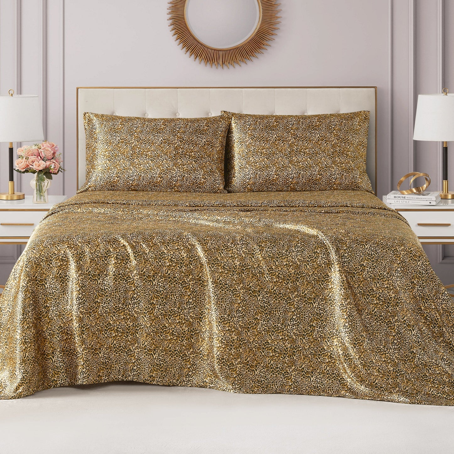 Solid Satin Sheet Set - Monica Leopard - Juicy Couture