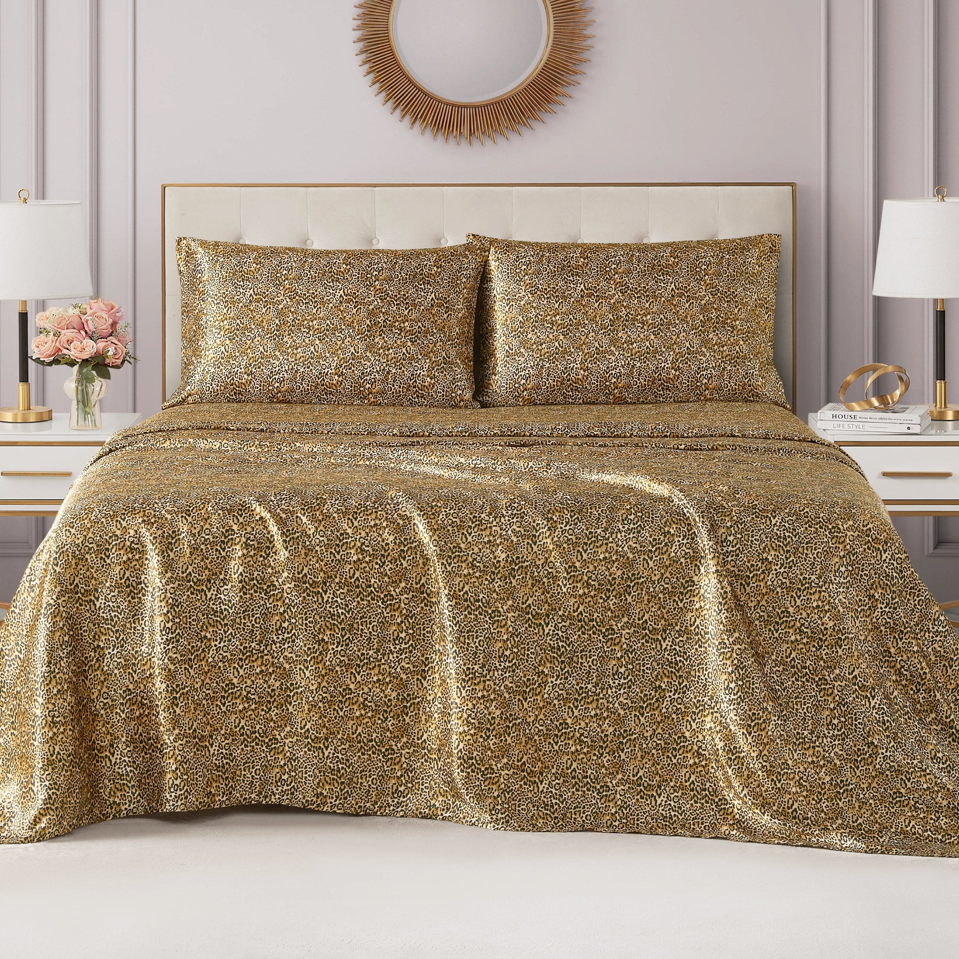 Solid Satin Sheet Set - Monica Leopard - Juicy Couture