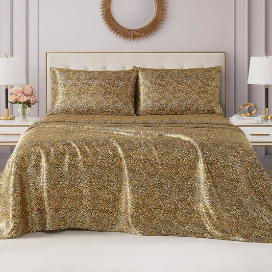 Solid Satin Sheet Set - Monica Leopard - Juicy Couture