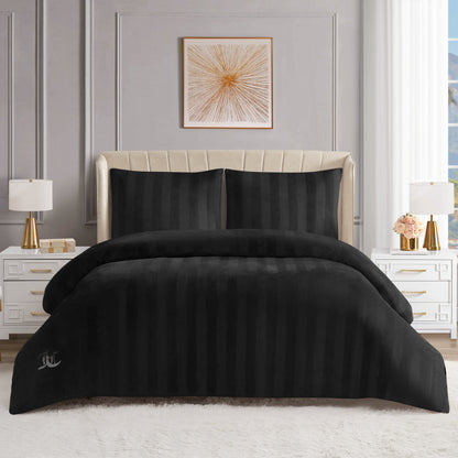 Jenny Velour Striped Jacquard Comforter Set - Black - Juicy Couture