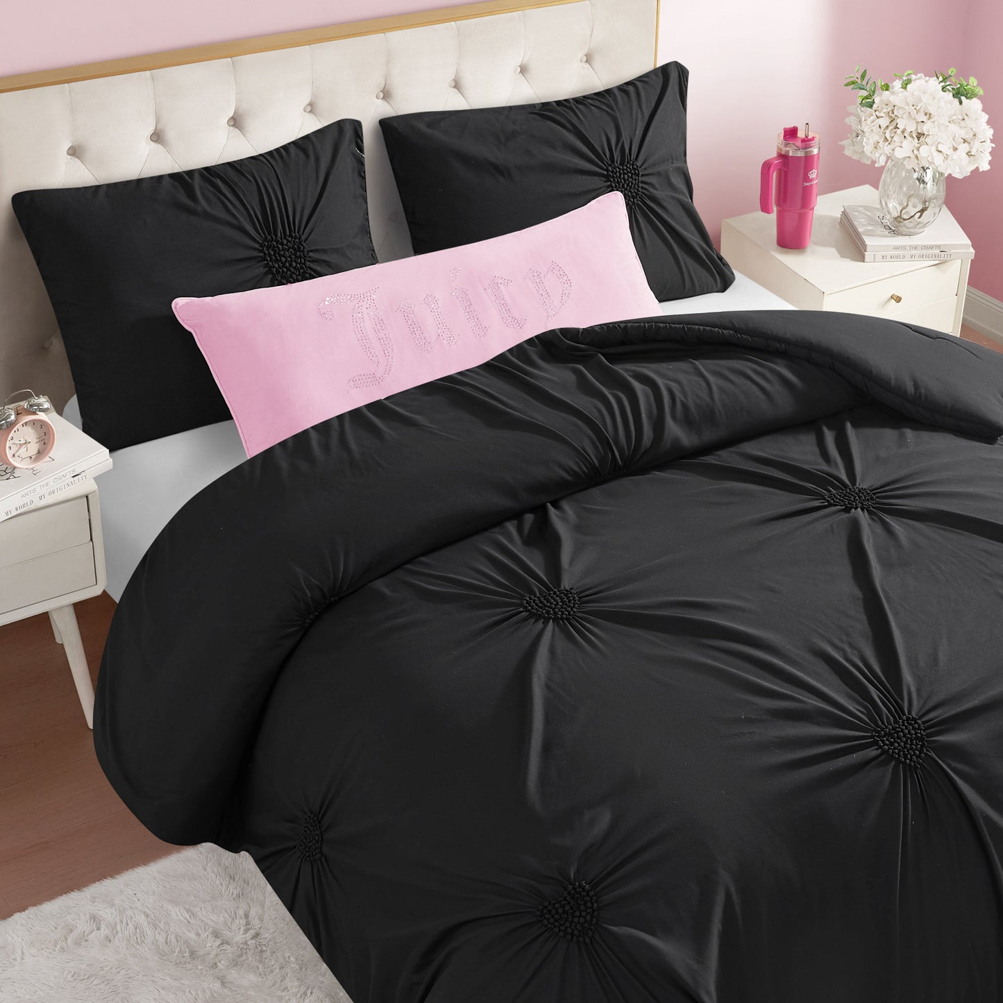 Amora Gathered Heart Comforter Set - Black - Juicy Couture