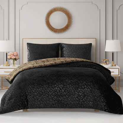 Embossed Leopard Reversible Comforter Set - Leopard - Juicy Couture