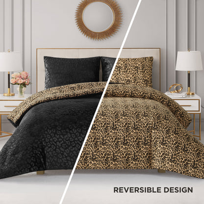 Embossed Leopard Reversible Comforter Set - Leopard - Juicy Couture