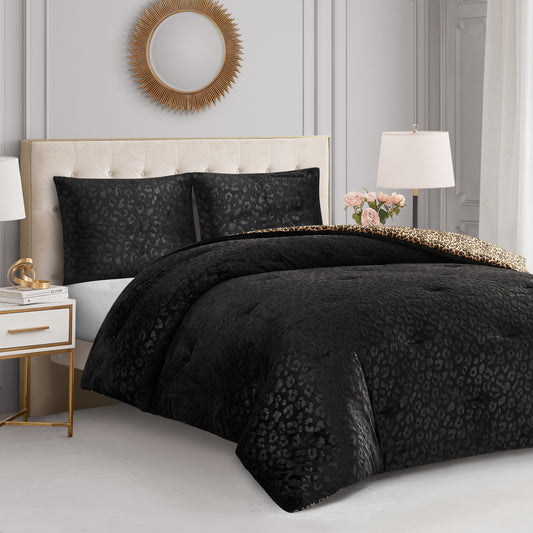 Embossed Leopard Reversible Comforter Set - Leopard - Juicy Couture
