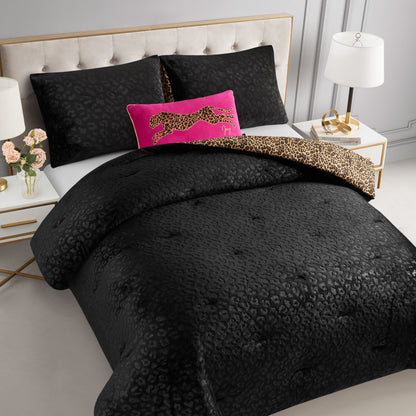 Embossed Leopard Reversible Comforter Set - Leopard - Juicy Couture