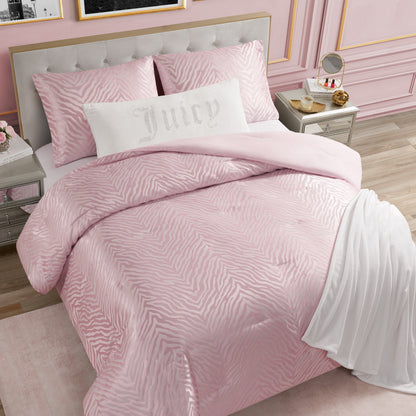 Sparkle Zebra Jacquard Comforter Set - Pink Marshmallow - Juicy Couture