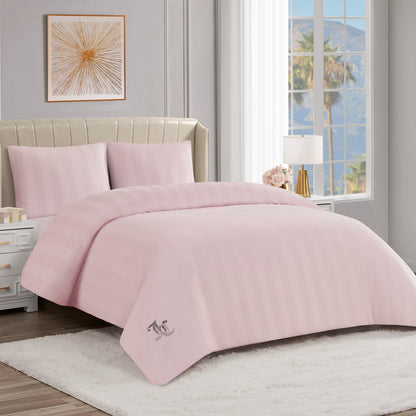 Jenny Velour Striped Jacquard Duvet Set - Light Pink - Juicy Couture
