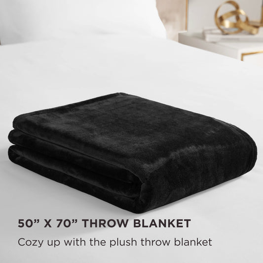Solid Plush Throw Blanket - Black - Juicy Couture
