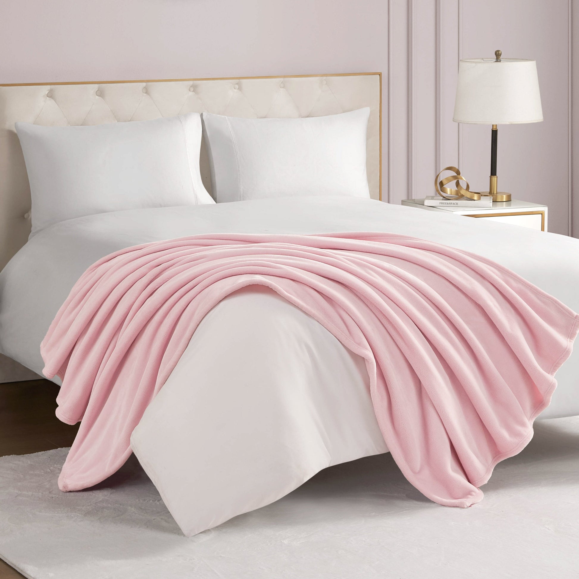 Solid Plush Throw Blanket - Pink Marshmallow - Juicy Couture