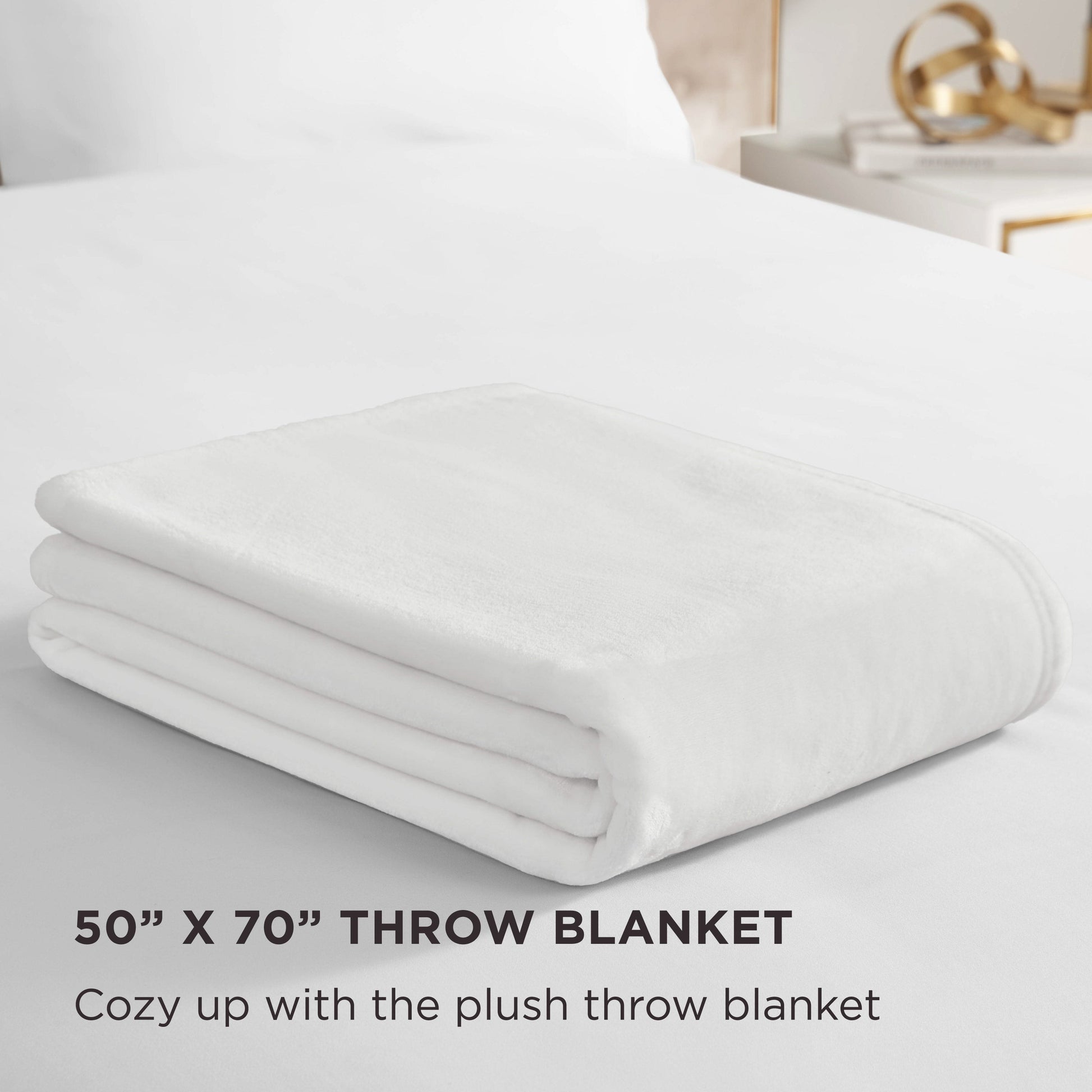 Solid Plush Throw Blanket - White - Juicy Couture