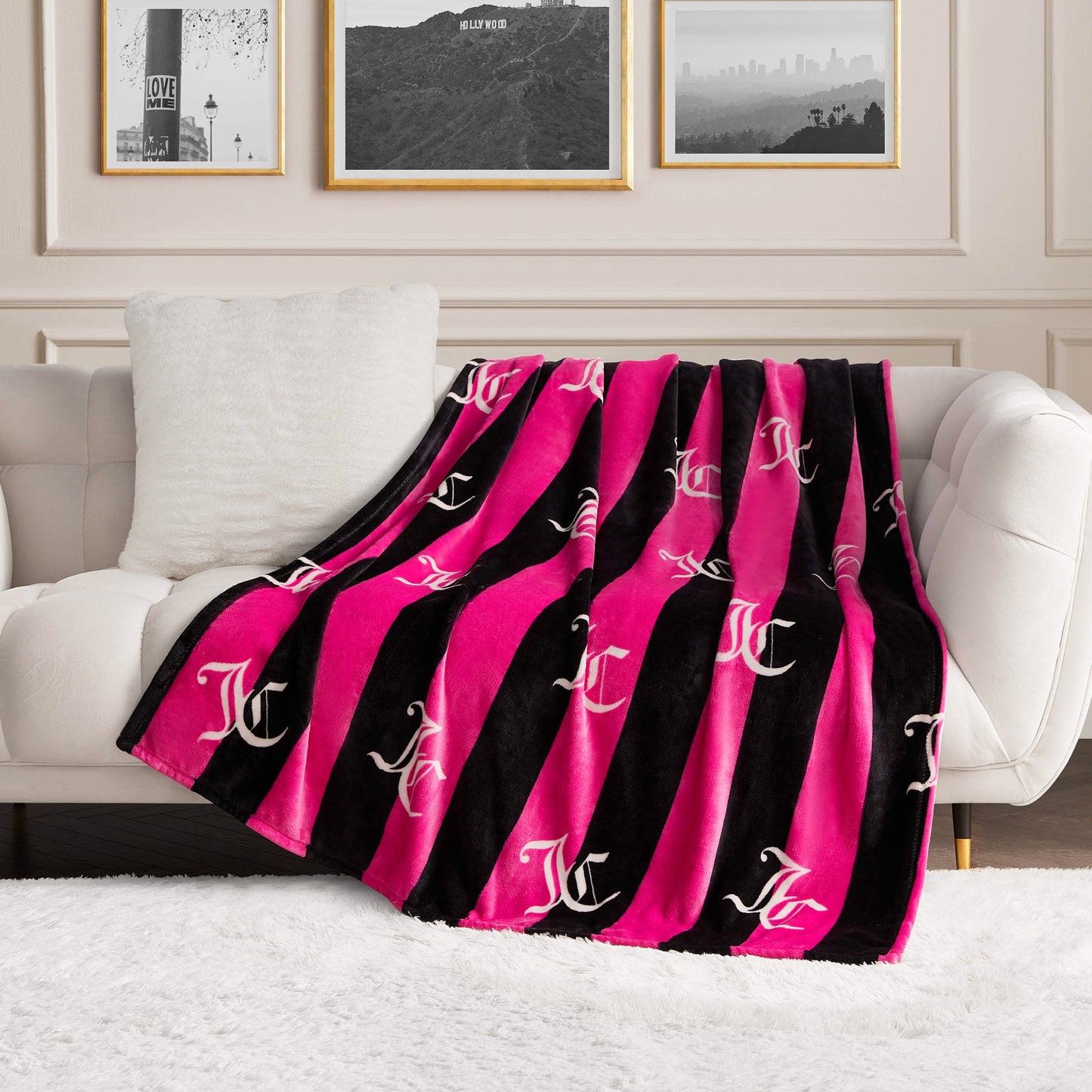 Cabana Plush Blanket - Hot Pink - Juicy Couture