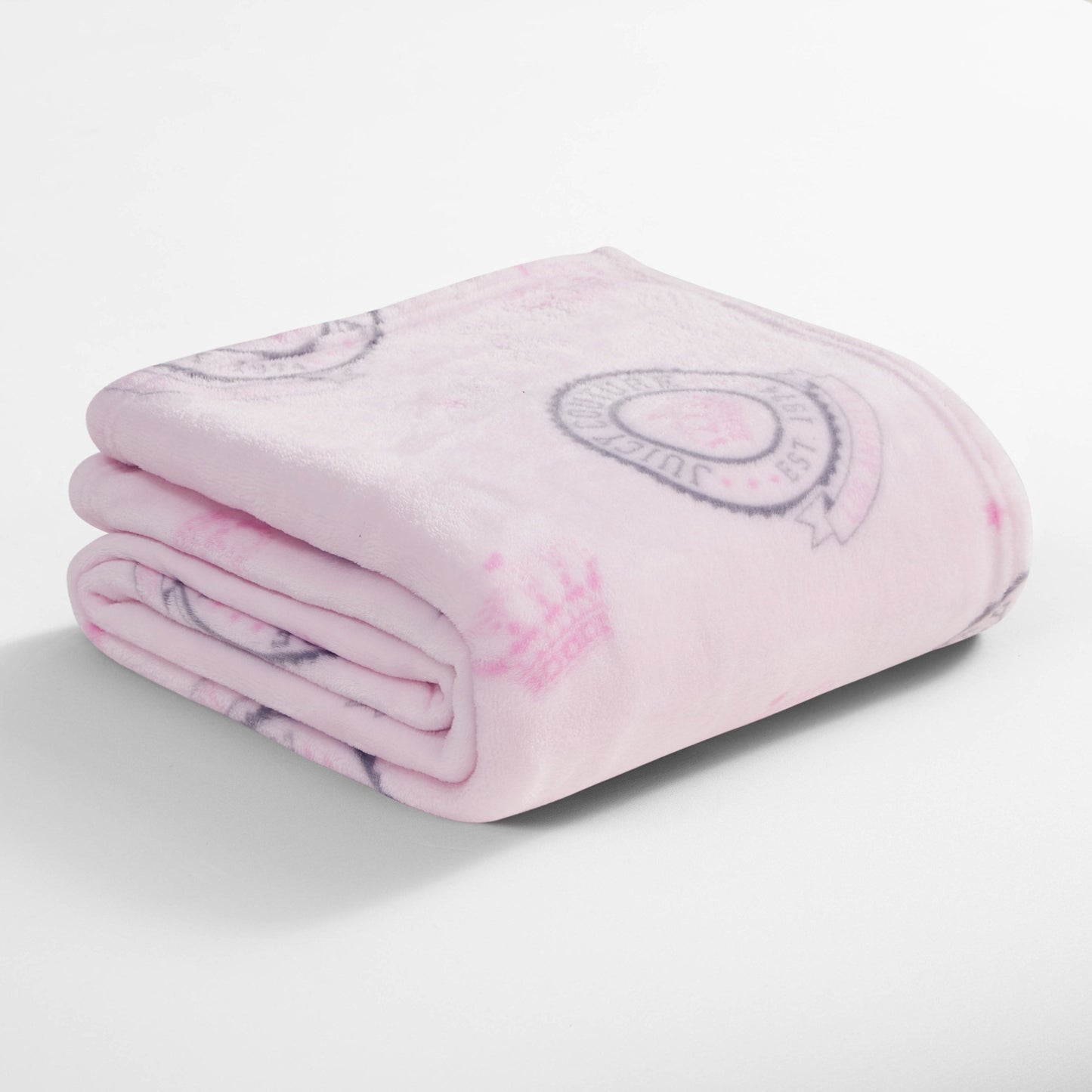Plush Throw Blanket - Juicy Emblem Light Pink - Juicy Couture