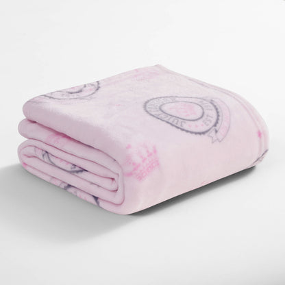Plush Throw Blanket - Juicy Emblem Light Pink - Juicy Couture