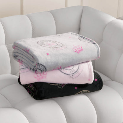 Plush Throw Blanket - Juicy Emblem Light Pink - Juicy Couture