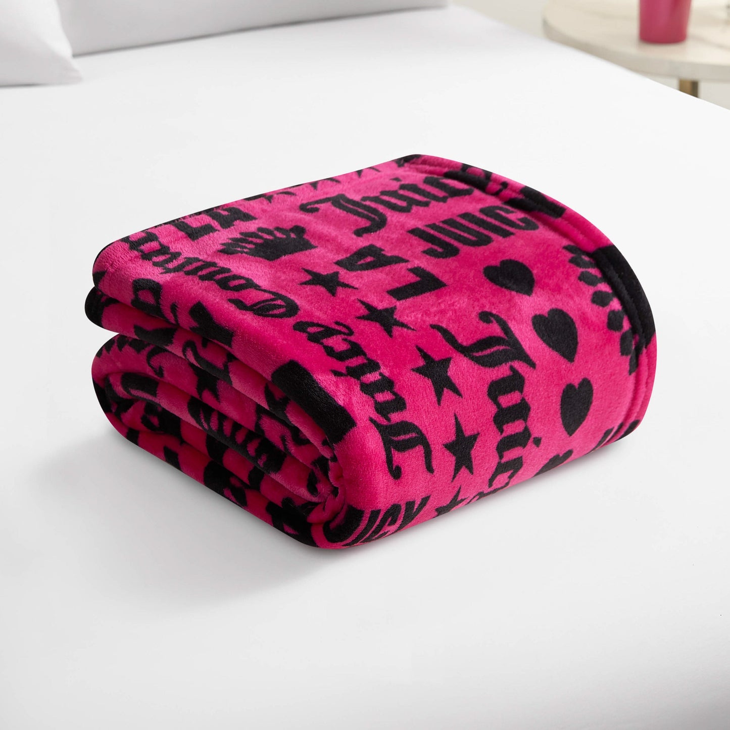 Plush Throw Blanket - Juicy Words Hot Pink - Juicy Couture