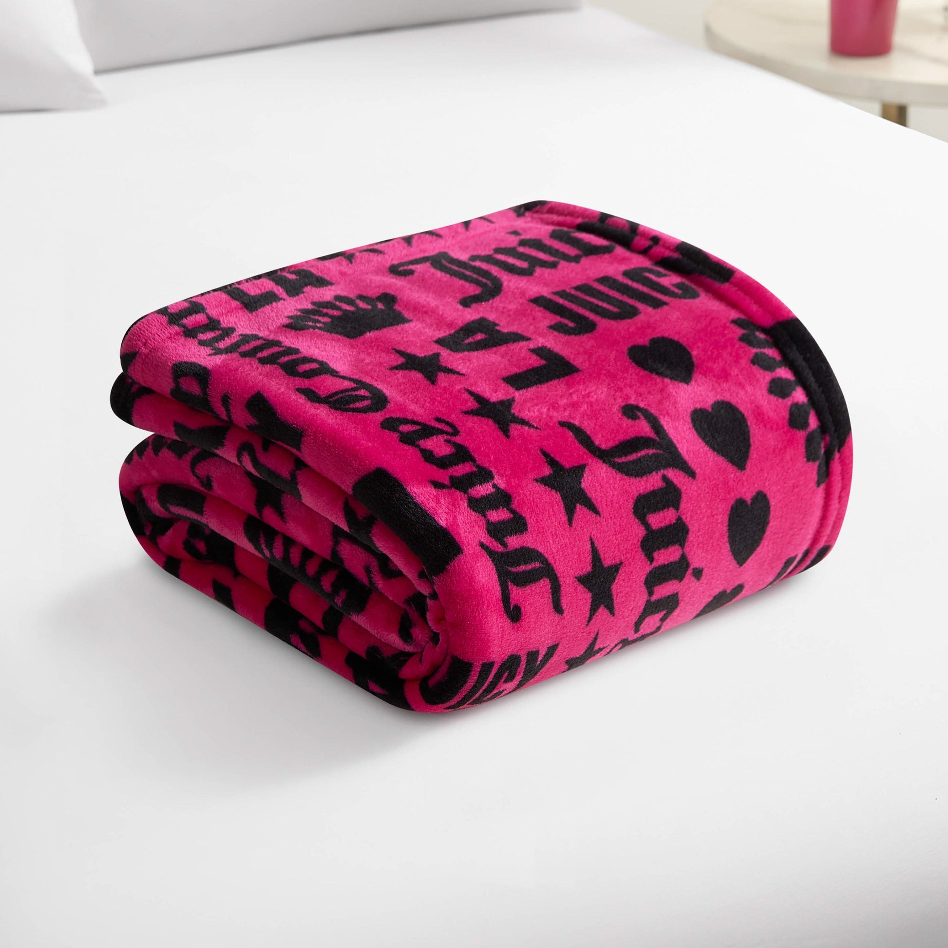 Plush Throw Blanket - Juicy Words Hot Pink - Juicy Couture