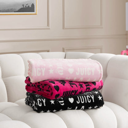Plush Throw Blanket - Juicy Words Hot Pink - Juicy Couture