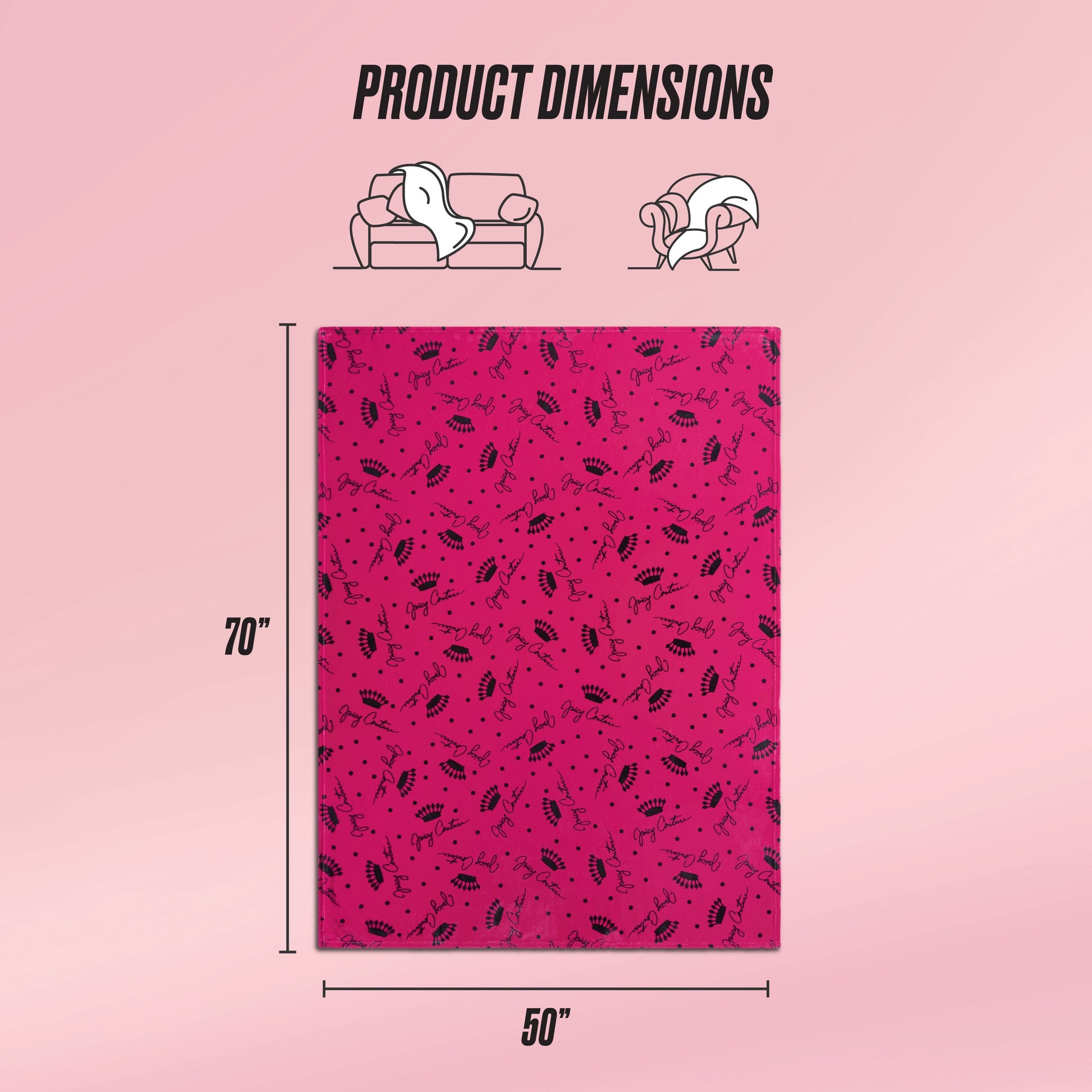 Plush Throw Blanket - Crown Script Hot Pink - Juicy Couture