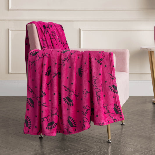 Plush Throw Blanket - Crown Script Hot Pink - Juicy Couture