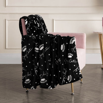 Plush Throw Blanket - Crown Script Black - Juicy Couture