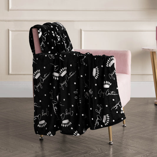 Plush Throw Blanket - Crown Script Black - Juicy Couture
