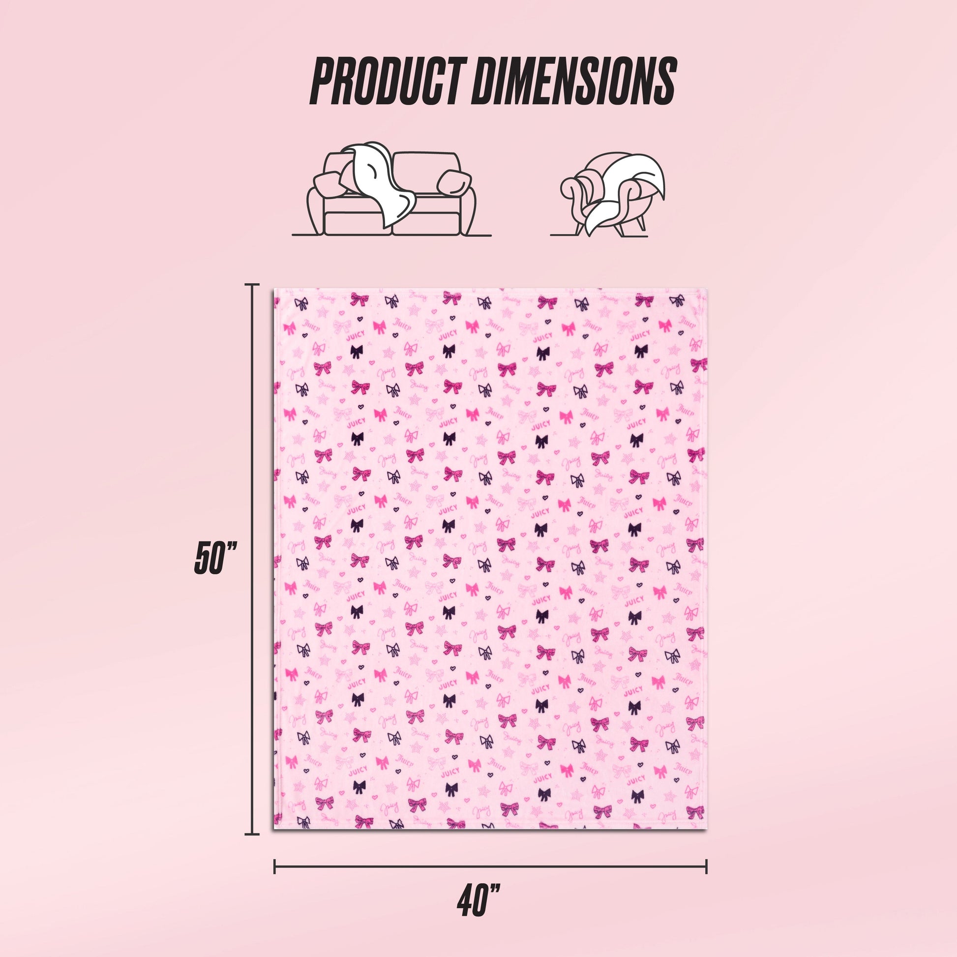 Plush Baby Throw Blanket - Juicy Ribbon Pink - Juicy Couture