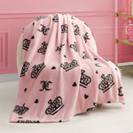Plush Throw Blanket - Elegant Crown Diamond Toss Pink - Juicy Couture
