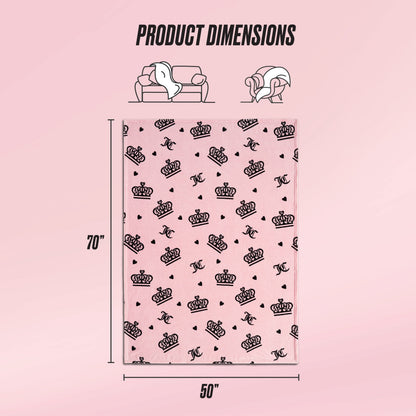 Plush Throw Blanket - Elegant Crown Diamond Toss Pink - Juicy Couture