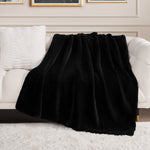 Solid Rabbit Mink Faux Fur Throw Blanket - Black - Juicy Couture